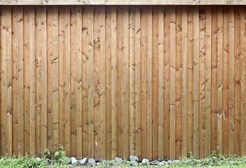 Freshly stained cedar fence boards